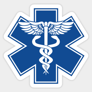 EMT Health Care Caduceus Blue Medical Symbol Sticker